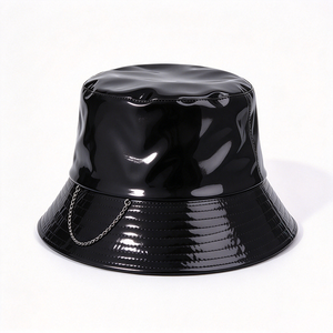 Sombrero de Pescador de PU Patentado con Cadena Metálica Decorativa, Impermeable, Protección UV, Casual, para Viajes al Aire Libre - Product Image 2
