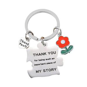 Porte-clés floral en acier inoxydable gravable, pendentif souvenir d'appréciation pour les enseignants et les diplômés - Product Image 3