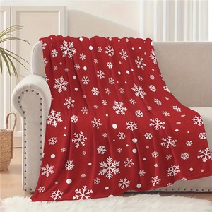 Couverture en Raschel Doux à Motif Flocon de Neige de Noël, Rouge, Rectangulaire, Anti-Boulochage, pour la Maison, Hiver, Confortable - Product Image 3