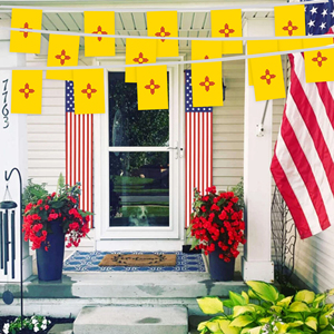 Drapeaux à cordes personnalisés USA Nouveau-Mexique en gros, guirlande solaire Zia rouge jaune personnalisée, étanche pour Fiesta, bar, fête - Product Image 4
