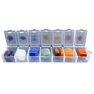 Wholesale Fashion Custom Natural Healing Stones Natural Crystal Gift Box Seven Chakra Energy Healing Stone Amethyst Cubes Box
