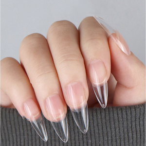 Long Stiletto Half Frosted ABS <b>Nail</b> Tips Clear Artificial <b>Nail</b> Tips Custom Logo Package - Product Image 4