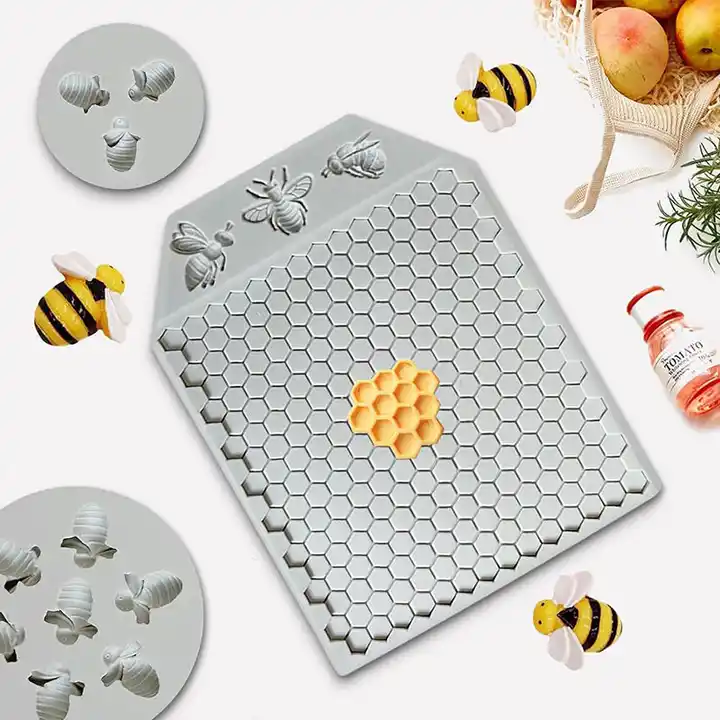 3pcs bumble bee silicone mold honeycomb