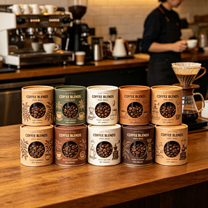 <b>Coffee</b> Blends Kraft Paper Tubes Custom design Recyclable Craft Packaging Four-Color <b>Printing</b> - Product Image 1