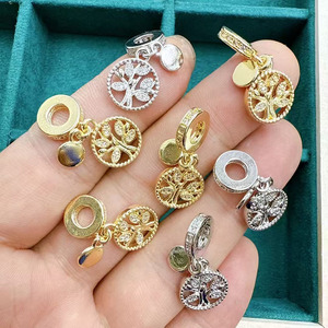 CZ9102 delfino e stella d'oro 18K placcato in argento conchiglia e stelle marine sole e luna ciondolo triplo ciondolo per bracciale - Product Image 3