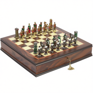 Romans Vs Barbarians <b>Themed</b> Stone Chessmen Ultimate Board/Cabinet <b>Chess</b> <b>Set</b> Antique Wedding Baptism - Product Image 1