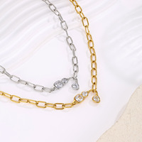 Collier ras du cou Gaovo Premium Light Luxury en forme de trombone, chaîne épaisse en acier inoxydable avec incrustations de zirconiums, bijoux de mode pour femme