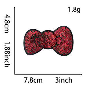 बीडेड अनुक्रमों के लिए सीमा पार कार्टून 25*18 सेमी धनुष लाल कपड़े पैच वापस गोंद चीन सजावट स्टिकर - Product Image 2