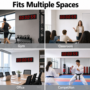<span class=keywords><strong>Reloj</strong></span> <span class=keywords><strong>Digital</strong></span> Multifuncional <span class=keywords><strong>de</strong></span> <span class=keywords><strong>Pared</strong></span> con Pantalla <span class=keywords><strong>de</strong></span> 6 Dígitos HH:MM:SS, Control Remoto, Cuenta Regresiva y Cronómetro para Oficina y Escuela - Product Image 4