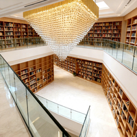 Grand lustre carré à plusieurs niveaux en cristal, luminaire suspendu personnalisé multi-couches pour hôtel, atrium, bibliothèque, hall à double hauteur