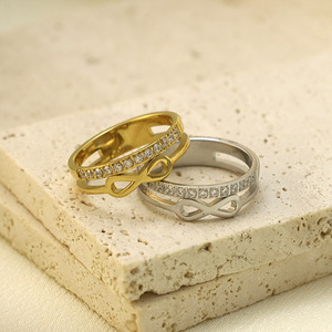 Women's Gold Infinity Ring 316 Stainless Steel Channel Setting Everyday Wear Jewelry - Product Image 3