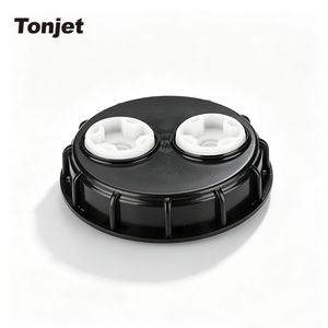 Bouchon supérieur IBC double 150 mm (6 pouces) noir <span class=keywords><strong>avec</strong></span> deux ports de remplissage ventilés blancs de 2 pouces pour réservoir d'eau de 1000 L - Product Image 1
