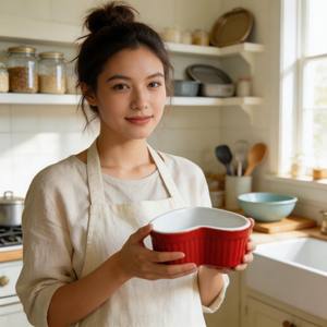 ชุดอาหารขายส่ง ชามเซรามิกดีไซน์แปลกใหม่รักษ์โลก รูปหัวใจ ชามตื้นสำหรับซีเรียล/ผลไม้/สลัด/พาสต้า/ซุป - Product Image 6