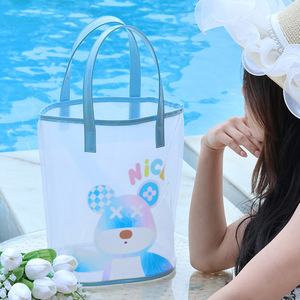 กระเป๋าชายหาดใสกันน้ำ กระเป๋าใสแบบเจลลี่ สำหรับเดินทาง ว่ายน้ำ ออกกำลังกาย เหมาะสำหรับใส่เครื่องสำอางและอุปกรณ์อาบน้ำขนาดใหญ่ - Product Image 2
