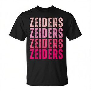 T-shirt vintage con nome personalizzato Zeiders, design sfumato nero e rosa - Product Image 2