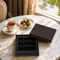 Kotak Hadiah Cokelat Kaku Hitam dengan Logo Kustom, Tray Insert Die Cut, Permukaan Matte Halus, Tepi yang Diperkuat untuk Kemasan Merek