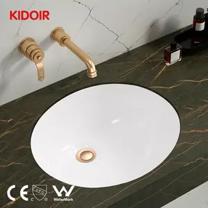 Kidoir - Pia de banheiro de cerâmica para banheiro, lavatório de mão, retangular branco, moderno, acessório para banheiro, recipiente de banheiro