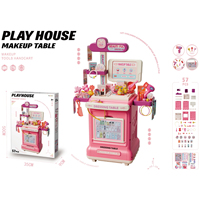 En gros, Ensemble de coiffeuse de beauté en plastique 2 en 1, 57 pièces, portable, avec valise et chariot à main, pour jeu d'imitation pour fille