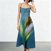 Robe midi en satin à taille naturelle, à fines bretelles, motif floral, tissée, sexy et élégante, pour femme, collection automne-été, personnalisable en usine