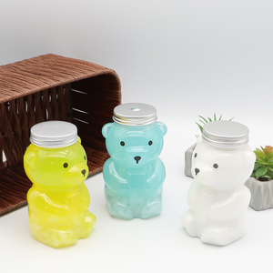 Bear-shaped PET <strong>Plastic</strong> Food Storage Transparent Cookie Jar, Food <strong>Candy</strong> Jar <strong>with</strong> Lid <strong>Plastic</strong> <strong>Container</strong> Juice Manufacturer