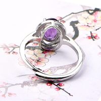 Bague à facettes en cuivre et améthyste naturelle, anneau ajustable, à la mode, exquis