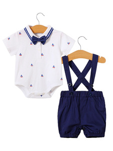 Completo da Gentiluomo per Neonato, Set di Tutina e Pantaloncini con Bretelle per Neonati, Abbigliamento Formale per Bambini, Supporto OEM ODM, Vendita all'Ingrosso - Product Image 1