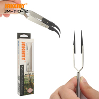 JAKEMY JM-T10-12 – Kit de pinces antistatiques à dents interchangeables en acier inoxydable, pointes ESD droites et courbées pour l'électronique DIY