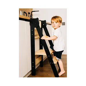 Djustable-taburete Montessori plegable para cocina de niños pequeños, torre de aprendizaje con escalera, 2 escalones