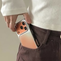Coque de téléphone en époxy dégradé orange avec cadre entièrement argenté et bordure argentée
