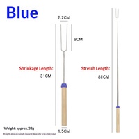 Fourchette télescopique de barbecue ESTICK multicolore avec manche en bois, outil de barbecue en acier inoxydable pour grillades en extérieur, feux de camp et cuisine en restaurant