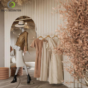 Fashion Clothing Shops Interior Design Garment Stand <b>Wall</b> Mounted Clothing Display Rack For Lady Clothing Store Furniture - Product Image 6