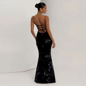 Vestido ajustado francés vintage elegante y romántico con estampado floral 3D, sin espalda, con lazo, de diseñador, elegante y ajustado para mujer - Product Image 5