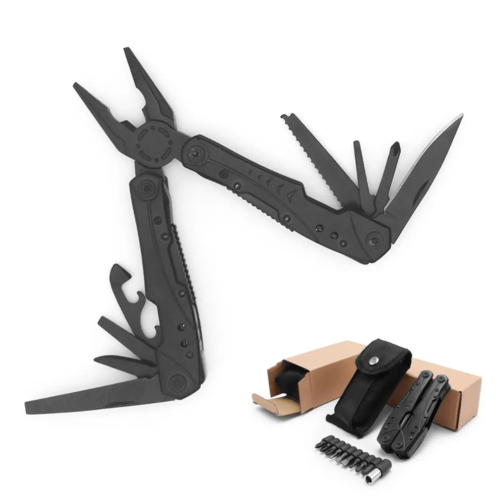 11 in 1 stainless steel foldable multitools edc multi-tool with pocket knife plier hiking and outdoor multi tools