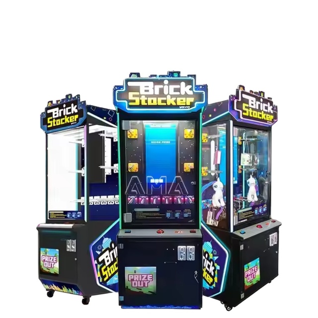 Coin-Operated Metal & Plastic Stacker Arcade Machine English Language Prize Gift Vending Game for Amusement Centers