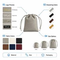 Pochette à bijoux personnalisée en cuir PU avec cordon de serrage 7,5x10cm |   Sac cadeau en similicuir grainé, fabrication OEM, vente en gros, MOQ 200