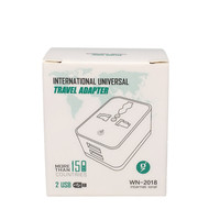 Adaptateur de prise de voyage européen avec rallonge et 2 ports USB 10A 2 prises