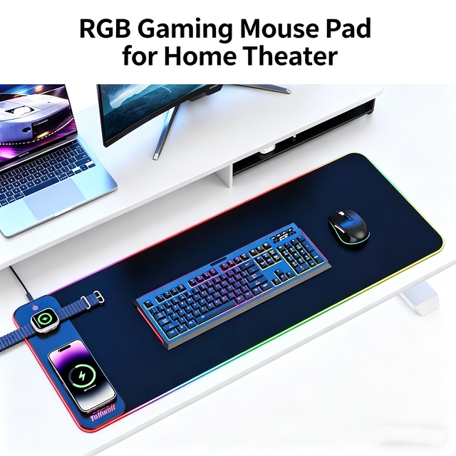 ETL Certified Illuminated Desk Mat 3-in-1 PD20W Magnetic Wireless Charger