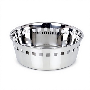 Stainless Steel Storage <b>Basket</b> Bowl With <b>Square</b> Holes For Kitchen Organization - Product Image 1