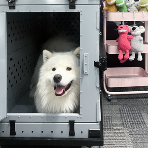 Trasportino Pieghevole in Lega di Alluminio per Cani Medi/Grandi, Gabbia Portatile per Auto, Campeggio e Viaggi, Adatto a Tutte <span class=keywords><strong>le</strong></span> Stagioni - Product Image 2