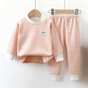 Enfants décontracté dessin animé épaissi sous-vêtement thermique ensemble <span class=keywords><strong>lait</strong></span> soie polaire doublé automne vêtements pantalons garçons filles bébé hiver - Product Image 1