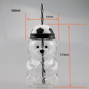 Garrafa de Água de Vidro Reutilizável com Canudo 2026 Soccer Bear Cup para Fãs - Presente Personalizado de Futebol para Crianças e Adultos - Product Image 6