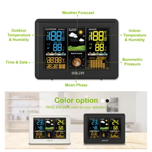 BALDR Color Compact Weather Station Wireless Digital Indoor Outdoor Thermometer Barometer Hygrometer Clock Humidity Gauge Sensor
