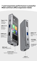 Base de Conexión USB-C 7 en 1 PIVA G71 con Pantalla Digital, Hub Tipo-C para iPad/Teléfono Móvil, Puerto de Audio de 3.5mm, 1 Año de Garantía