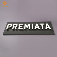 Logo mural 3D en lettres LED lumineuses sur le devant avec panneau arrière intégré gris, personnalisé en usine, pour enseigne de boutique de vêtements, enseigne de marque de magasin de vêtements