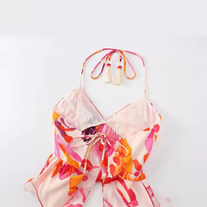 2024 señoras vacaciones estilo moda <span class=keywords><strong>Rochi</strong></span> mujer largo hasta la rodilla cintura imperio mujer ropa Halter drapeado colorido - Product Image 3