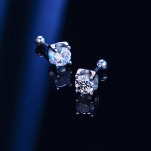 <span class=keywords><strong>Pendientes</strong></span> de tuerca de moissanita <span class=keywords><strong>Super</strong></span> Flash Horn para mujer, de plata de ley chapada en rodio, corte brillante redondo, cuadrilátero, a la moda - Product Image 2
