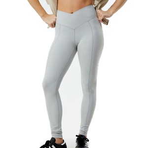 Leggings de yoga grande taille pour femmes, taille mi-haute élastique, respirants, écologiques, été-automne, logo personnalisé, vente en gros - Product Image 2