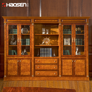 Haosen 0803A meubles de bureau en bois de luxe patron bureau fond armoire documents <span class=keywords><strong>casier</strong></span> bibliothèque livre armoire étagères - Product Image 4