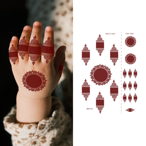 Pegatinas exclusivas de tatuaje de Henna a juego para madre y bebé, patrones de encaje negro no tóxicos seguros, arte corporal temporal suave para la familia - Product Image 2