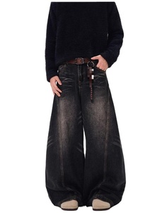 Pantalones vaqueros de pierna recta lavados Retro americanos de otoño 2025, pantalones de pierna ancha holgados de talla grande para hombre, pantalones de mezclilla de gama alta de tendencia - Product Image 4
